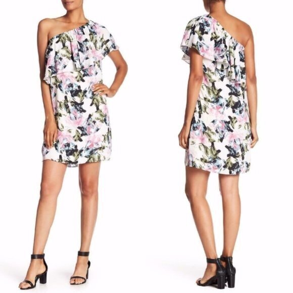 New Vince Camuto Glacier Floral One-Shoulder Dress - Picture 1 of 2